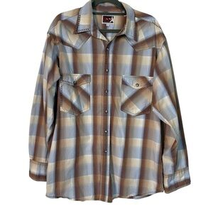 Brooks & Dunn Panhandle Slim Plaid Pearl Snap Western Shirt Men’s L Cowboy Rodeo